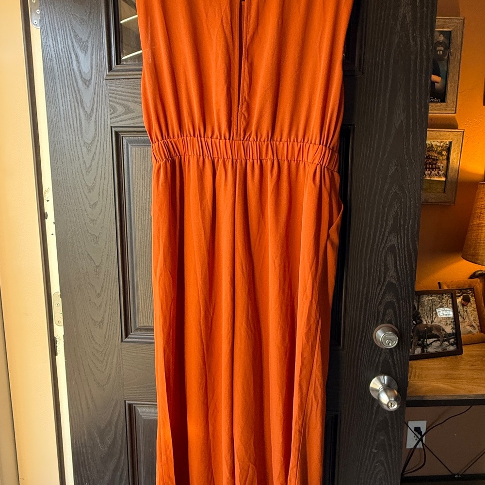 Women’s Wide Leg Jumpsuit in Burnt Orange - Picture 2 of 2